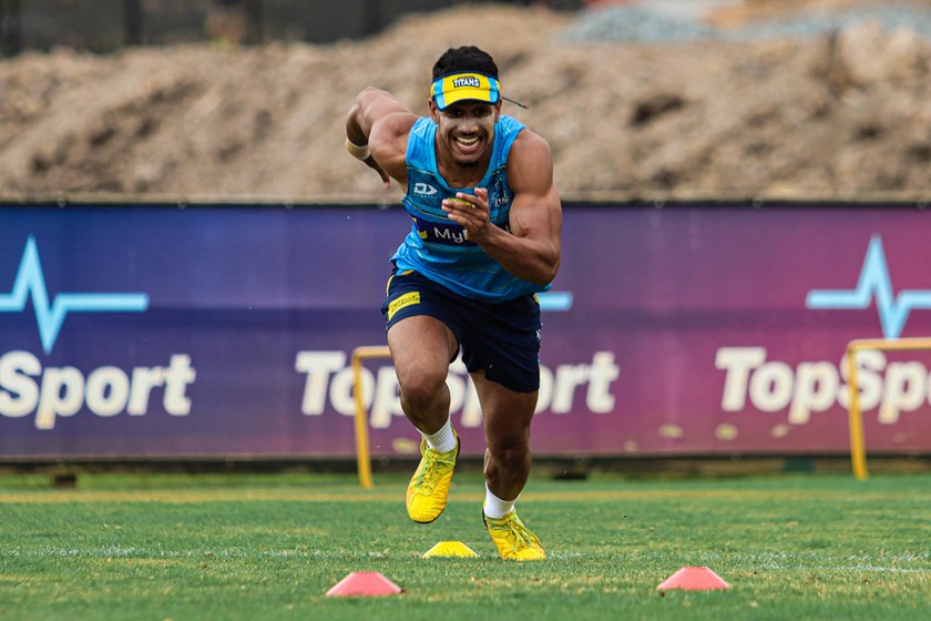 Khan-Pereira putting in the hard work at pre-season training. Photo: Gold Coast Titans