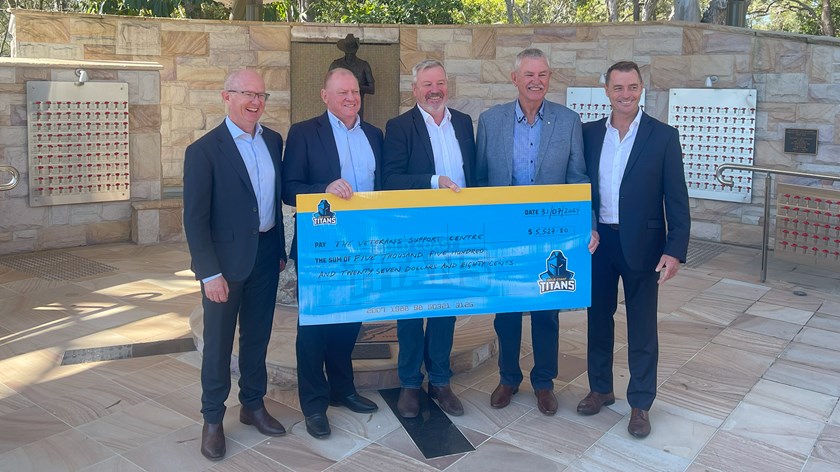 The Gold Coast Titans presented a cheque worth $5,527.80 to the Currumbin RSL.