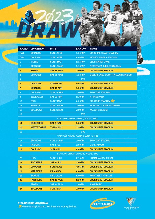 Headline games and highlight rounds, check out the 2023 fixture