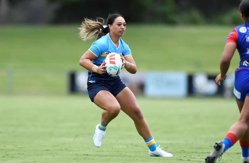 Sarina Masaga playing in the 2024 trial against the Knights in Coffs Harbour